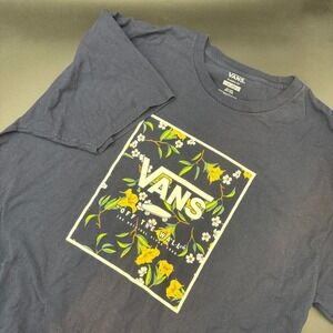 Vans Men's Classic Print Box Short Sleeve‎ T-Shirt Hawaiian Theme Blue XXL